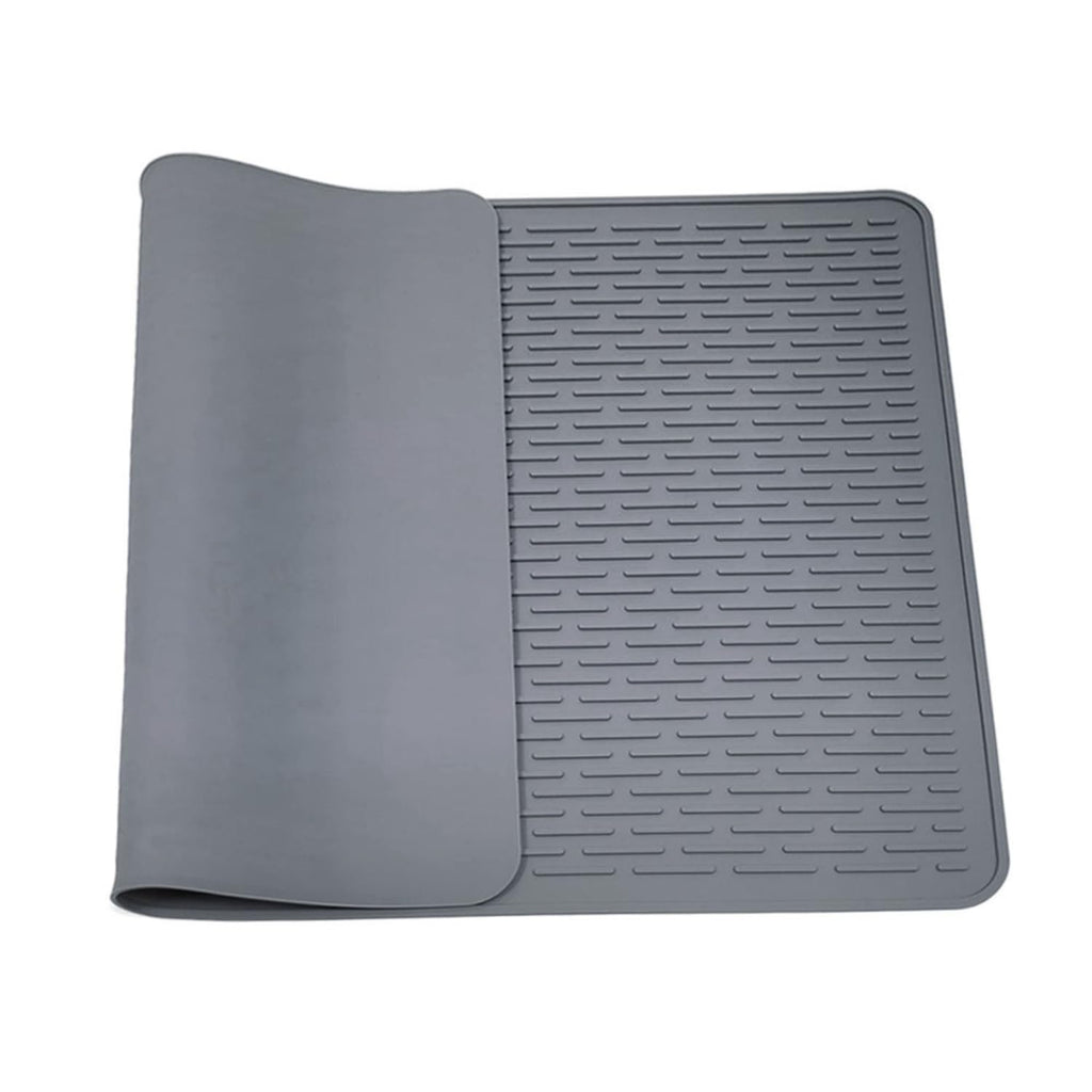Silicone Electric Stove Top Covers - Glass Stovetop Protector Mat & Heat Resistant Countertop Liner, Extra Large Raised Ridge Dish Drying Mat for Glass Top Cooktop, Flexible Rollable Grey Cover