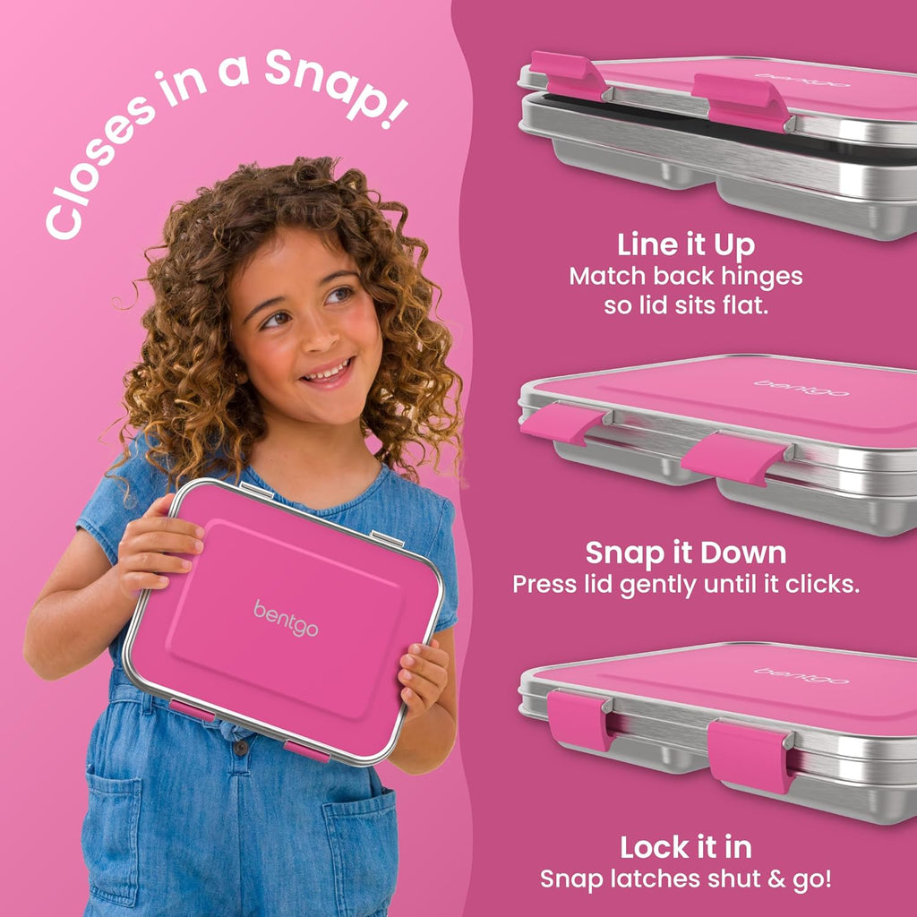 Kids Stainless Steel Leak-Resistant Lunch Box, 3 Compartments