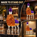 Lion Whiskey Decanter, 12 oz Royal Animal Glass Liquor Bottle with Crown