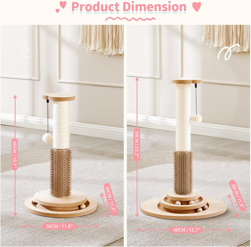 Made4Pets Cat Scratching Post, 23" Indoor Cat Scratcher with Self-Groomer