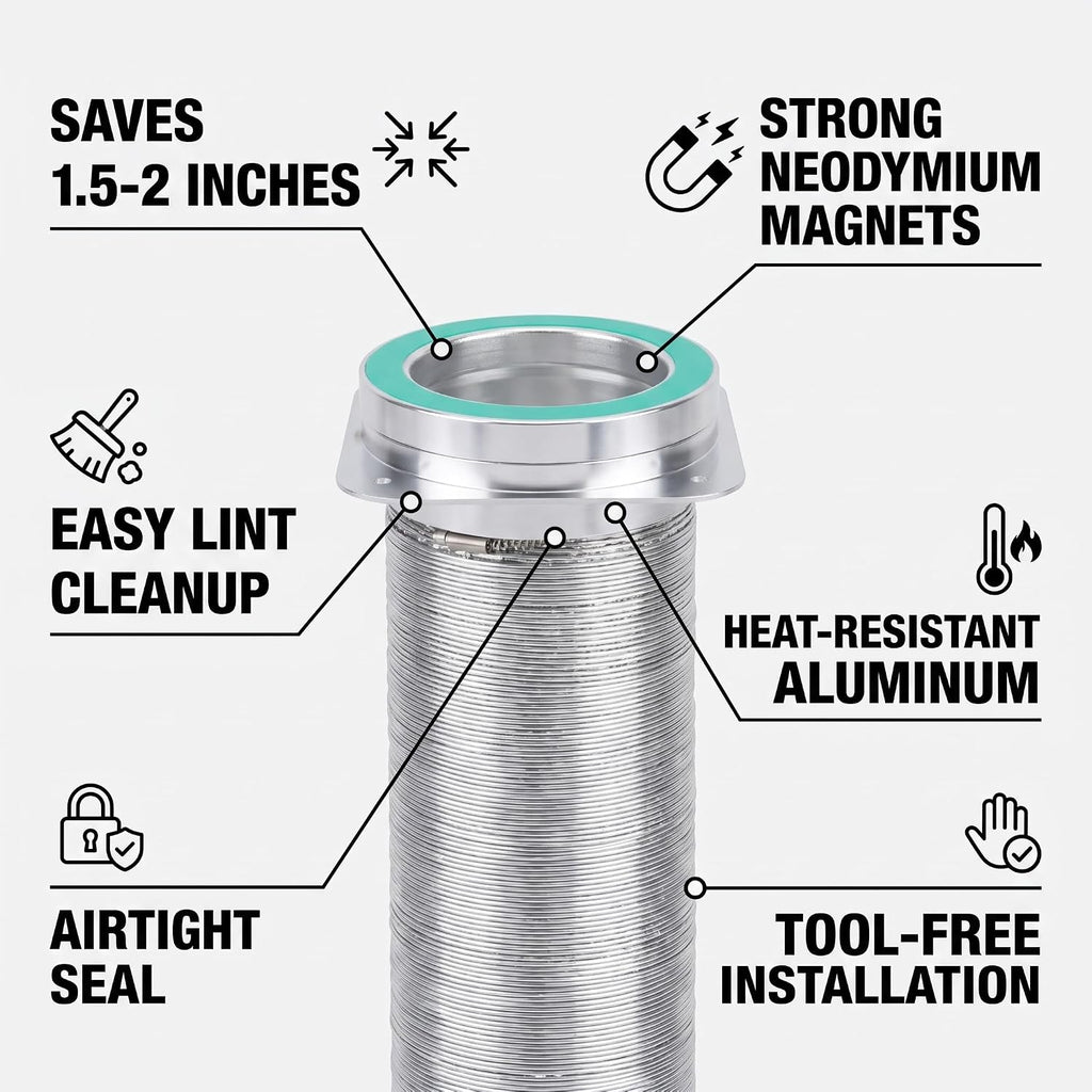 Magnetic Dryer Vent Connector Kit, Quick Connect Hose Coupling for Tight Laundry Spaces