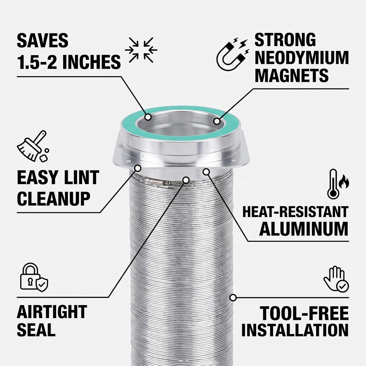 Magnetic Dryer Vent Connector Kit, Quick Connect Hose Coupling for Tight Laundry Spaces