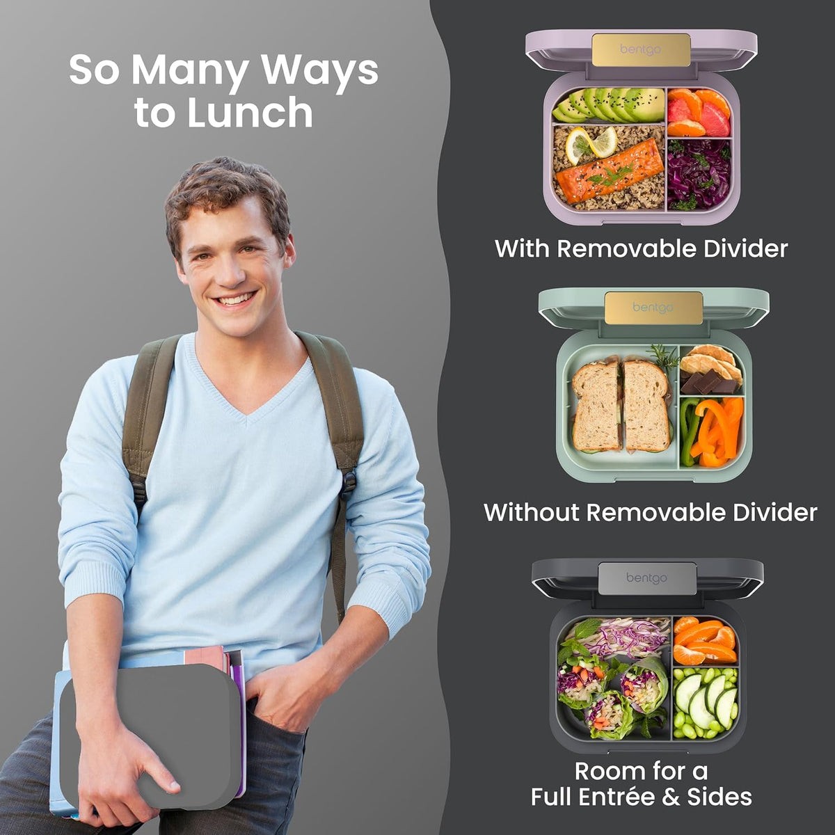 Modern Adult Bento Lunch Box with 3-4 Compartments
