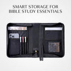 Vegan Leather Bible Cover for Men Women, Black Bible Case with Zipper Handle