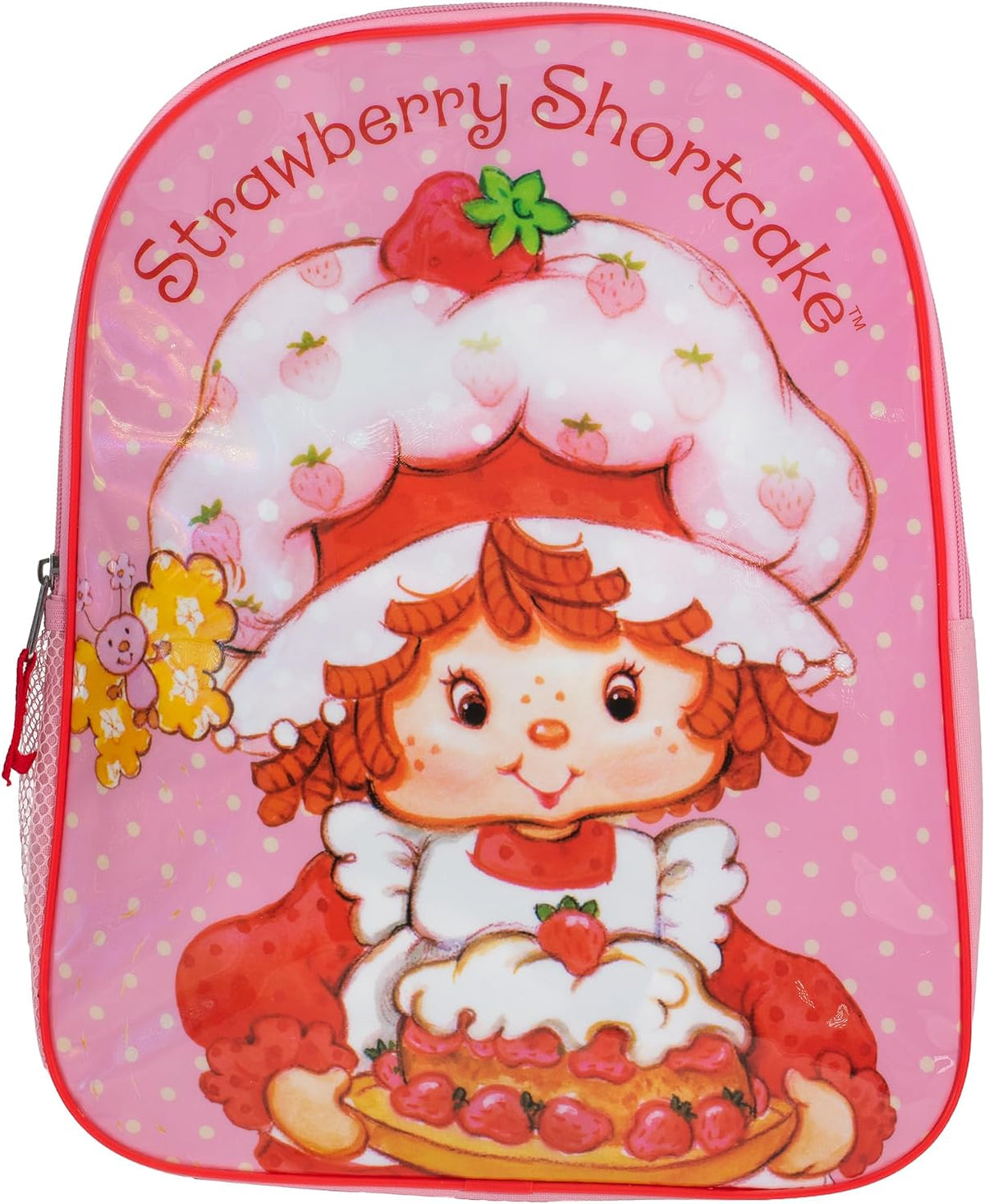 AI Accessory Innovations Strawberry Shortcake 15" Kids Backpack, Pink Elementary School Book Bag with Padded Straps