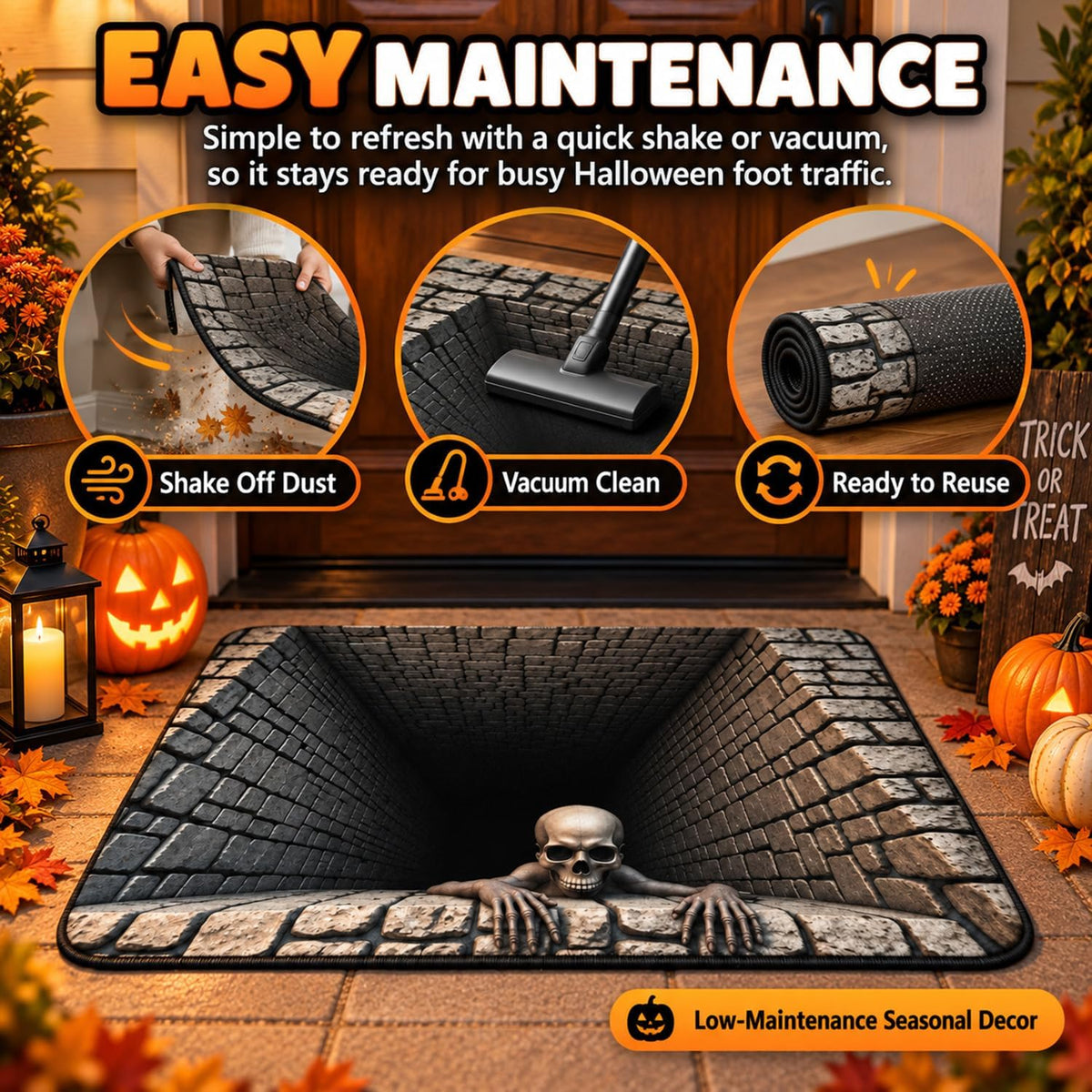 3D Halloween Rugs & Optical Illusion Door Mat，47.24 * 31.50 in