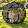 rolling cat playpen with Top Handle, Foldable Mesh, 27.6 in (Black) Black mesh cat playpen with a top handle, zippered opening and foldable design; 27.6 x 27.6 x 27.6 in when open.