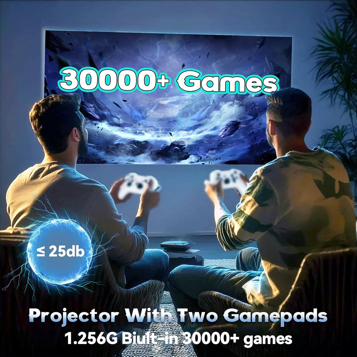 P30 Max 4K Projector Game Console, 64G with 24,000+ Retro Games & 2 Wireless Controllers