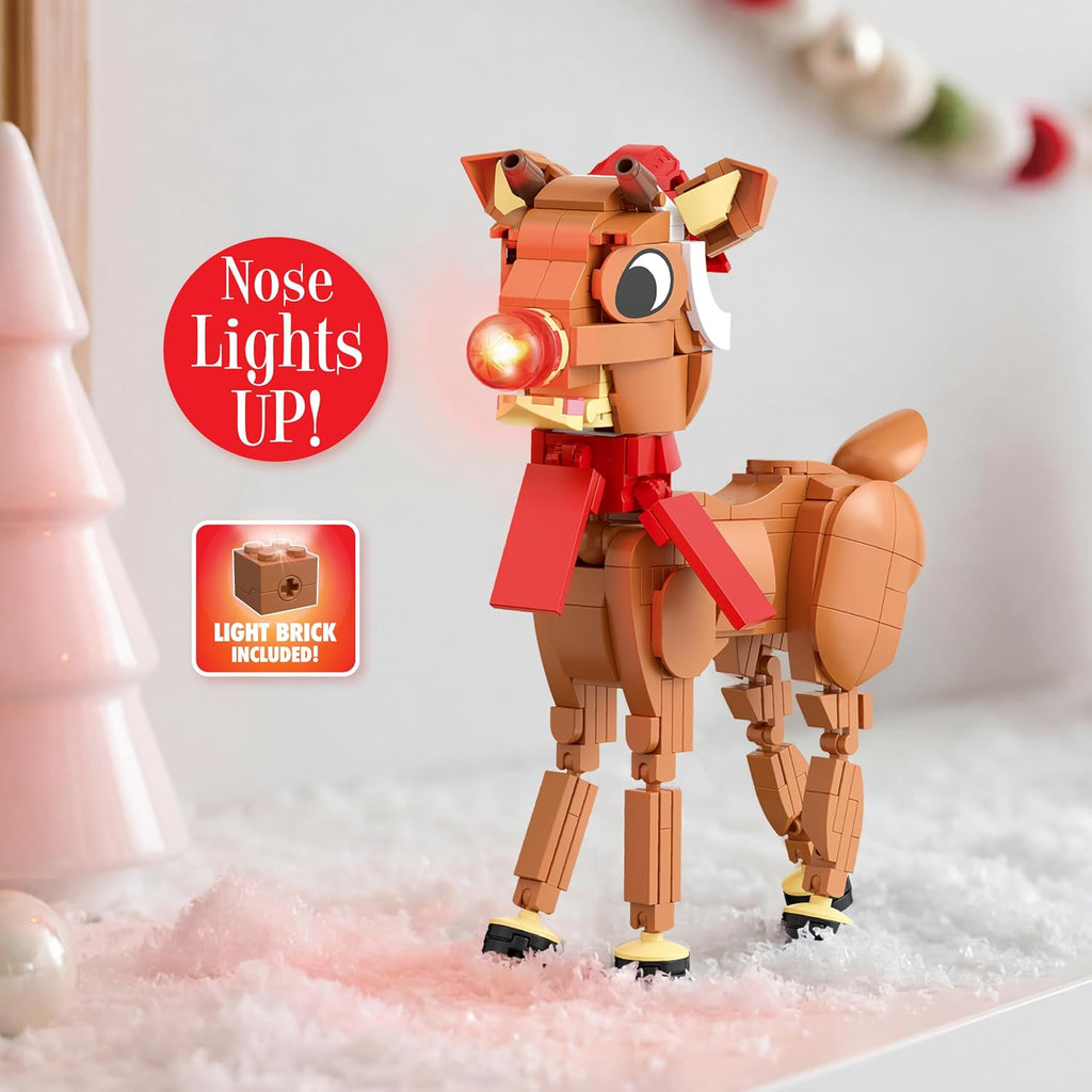 Rudolph the Red-Nosed Reindeer Building Set, 325-Piece Posable Christmas Figure