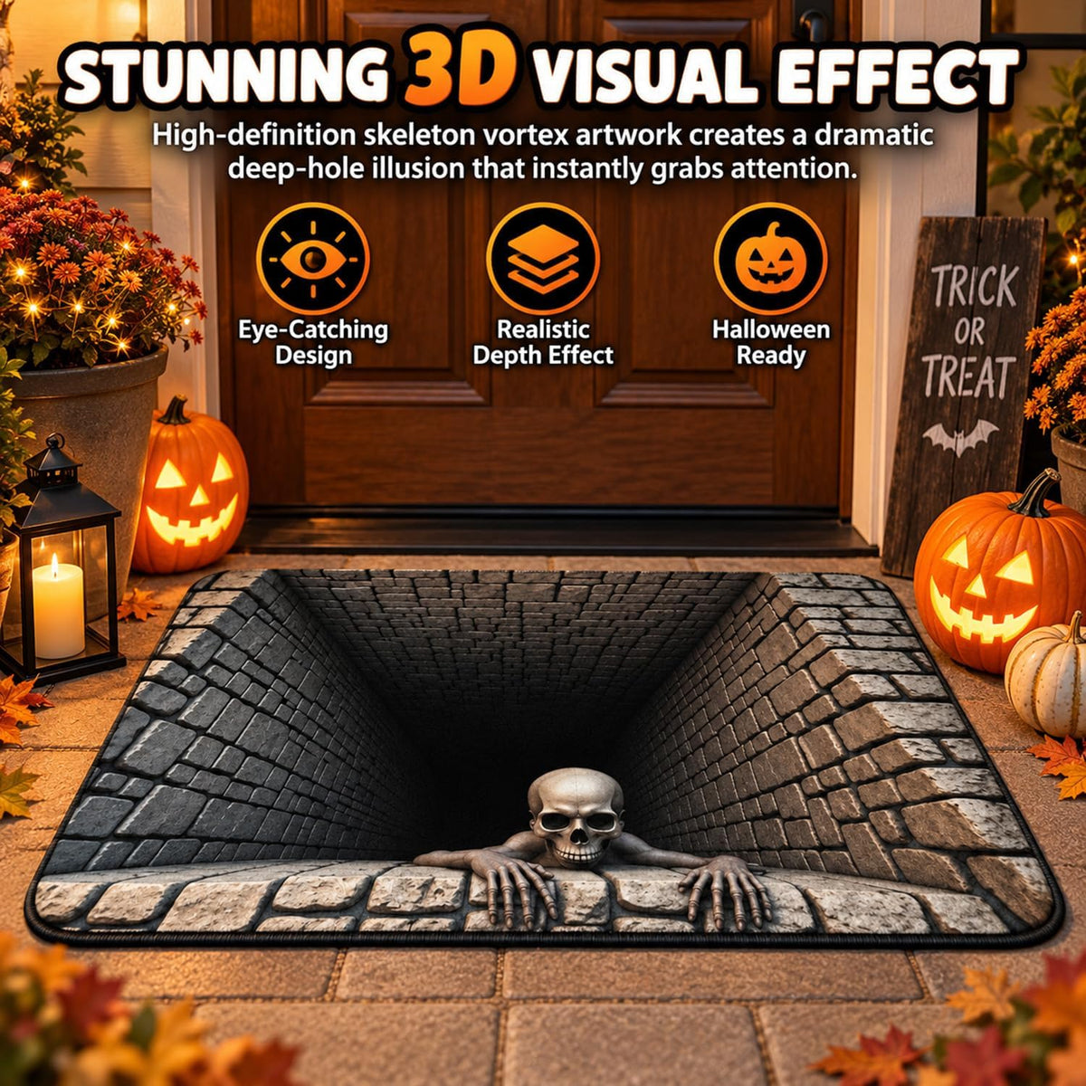 3D Halloween Rugs & Optical Illusion Door Mat，47.24 * 31.50 in