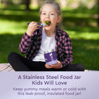 Kids Stainless Steel Food Jar and Reusable Stainless Steel Utensils Set
