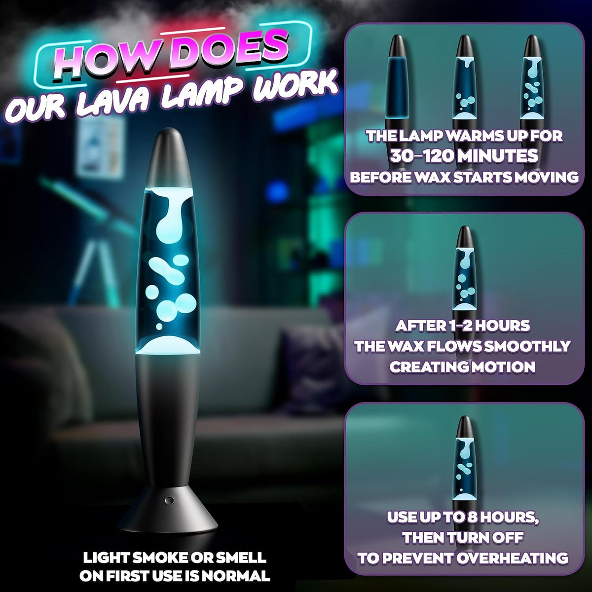 13.5 in Liquid Motion Mood Lamp, 17-Color LED Light, 4 Modes, Remote
