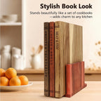 Book Cutting Board Set with Stand, Acacia Wood Boards That Look Like Books