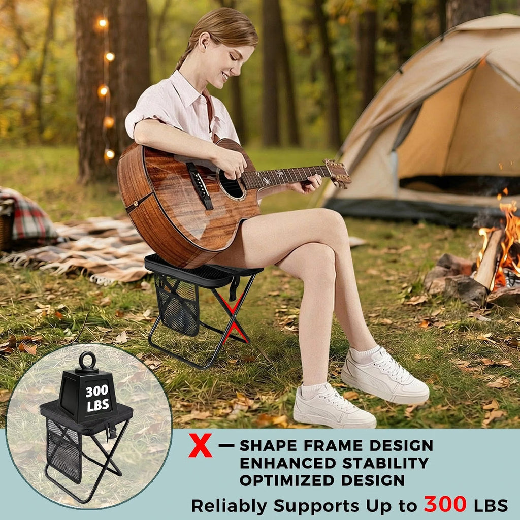 16-Inch Portable Folding Stool, Collapsible Backpack Chair for Adults