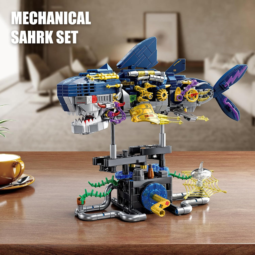 Mechanical Shark Building Set STEM Toy for Boys Ages 8-12, 8-14