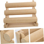Bracelet Display Stand Multi Tier Tabletop Holder for Displays PVC Linen Wood Build, Beige Finish, Secure Platform for Collections, Versatile Use on Cases