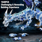Mechanical Ice Dragon Building Blocks, 1,646-Piece Model Kit with LED Light