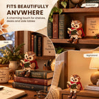 Reading Owl Figurine with Book, Glasses and Dangling Legs Shelf Decor (Red)