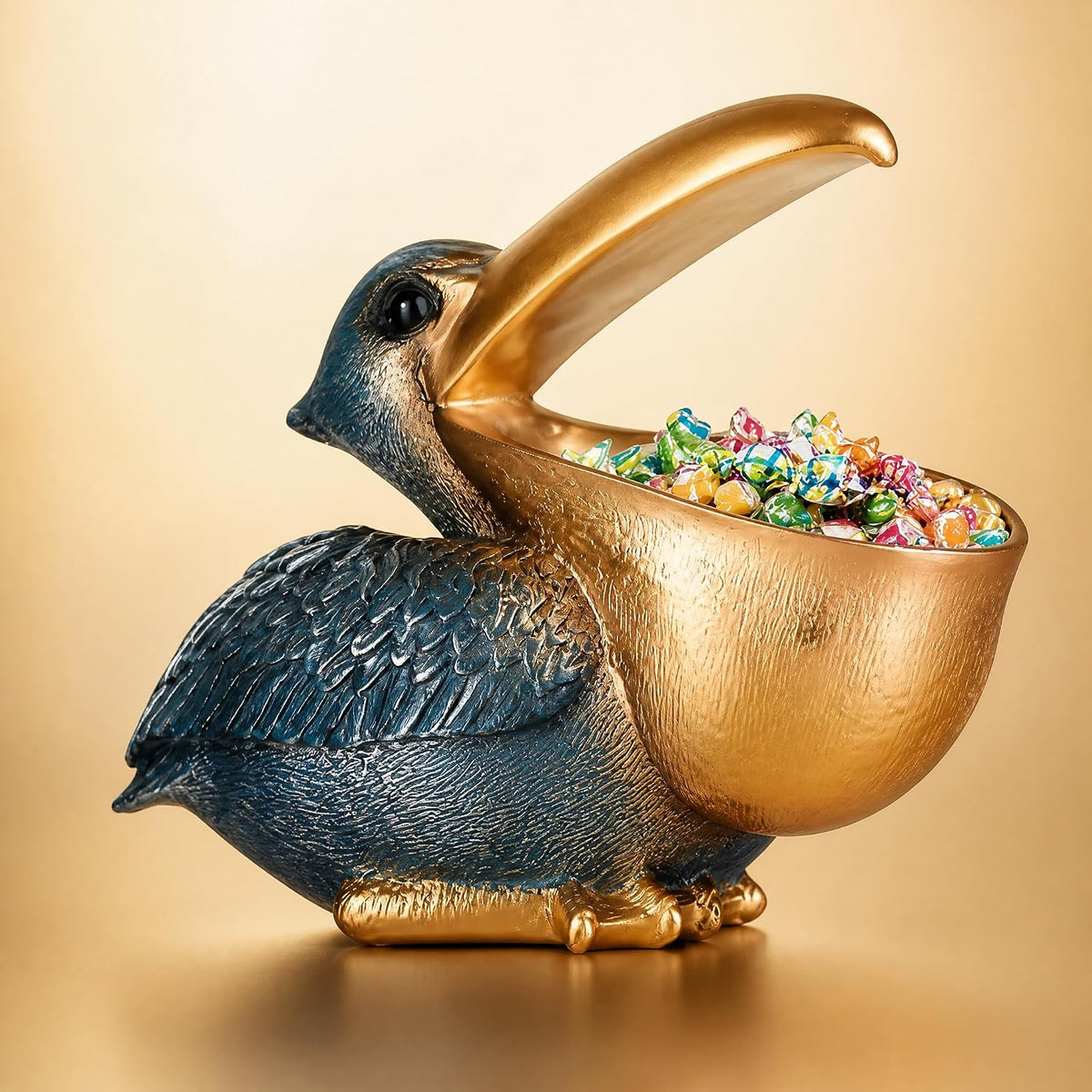 Pelican Candy Dish Statue with Key Holder Bowl, Cute Resin Bird Decor