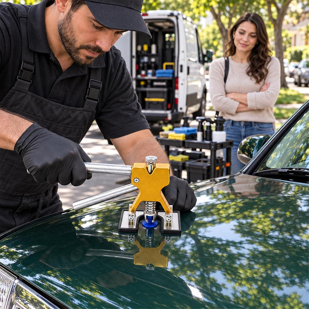 39-Piece Car Dent Puller Kit, Paintless Repair Tools with Slide Hammer, Bridge Lifter, Glue Gun, Pull Tabs and Tap Down Tools for Auto Body Hail Damage