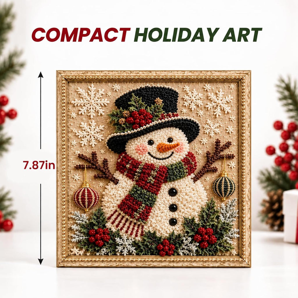 AUOBAG 3D Christmas Fabric Poke Art Kit DIY Snowman Craft Set (Snowman)