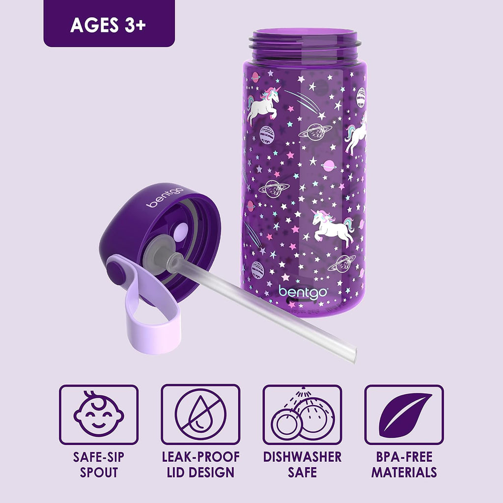 Kids Water Bottle, Replacement Straws Set, 15 oz, Leak-Proof