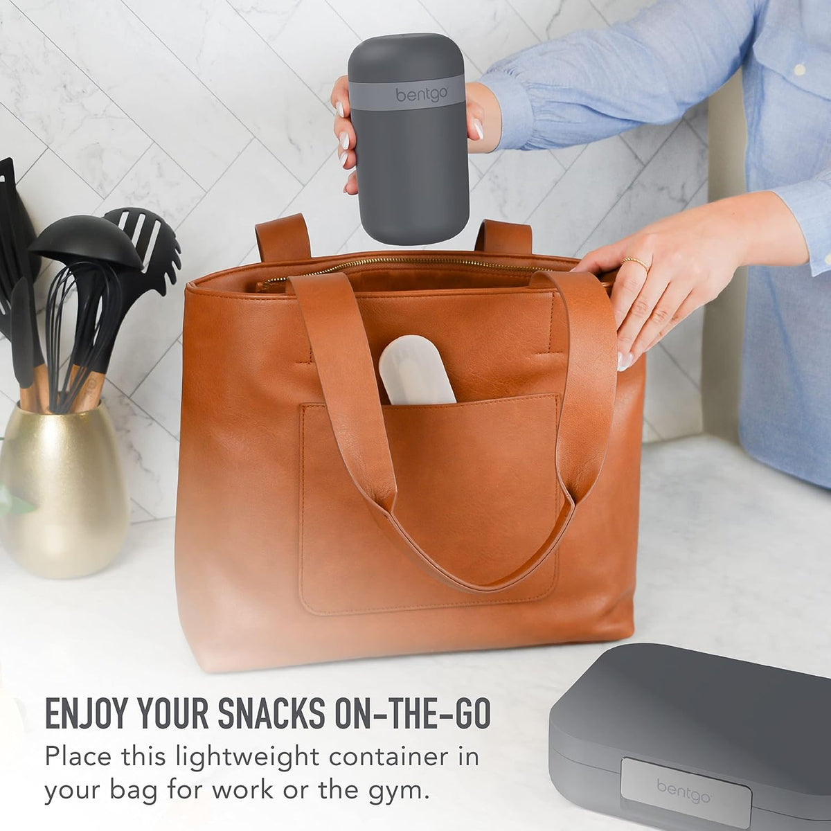 Modern Bento-Style Lunch Box Set With Reusable Snack Cup (Dark Gray)