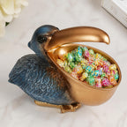 Pelican Candy Dish Statue with Key Holder Bowl, Cute Resin Bird Decor