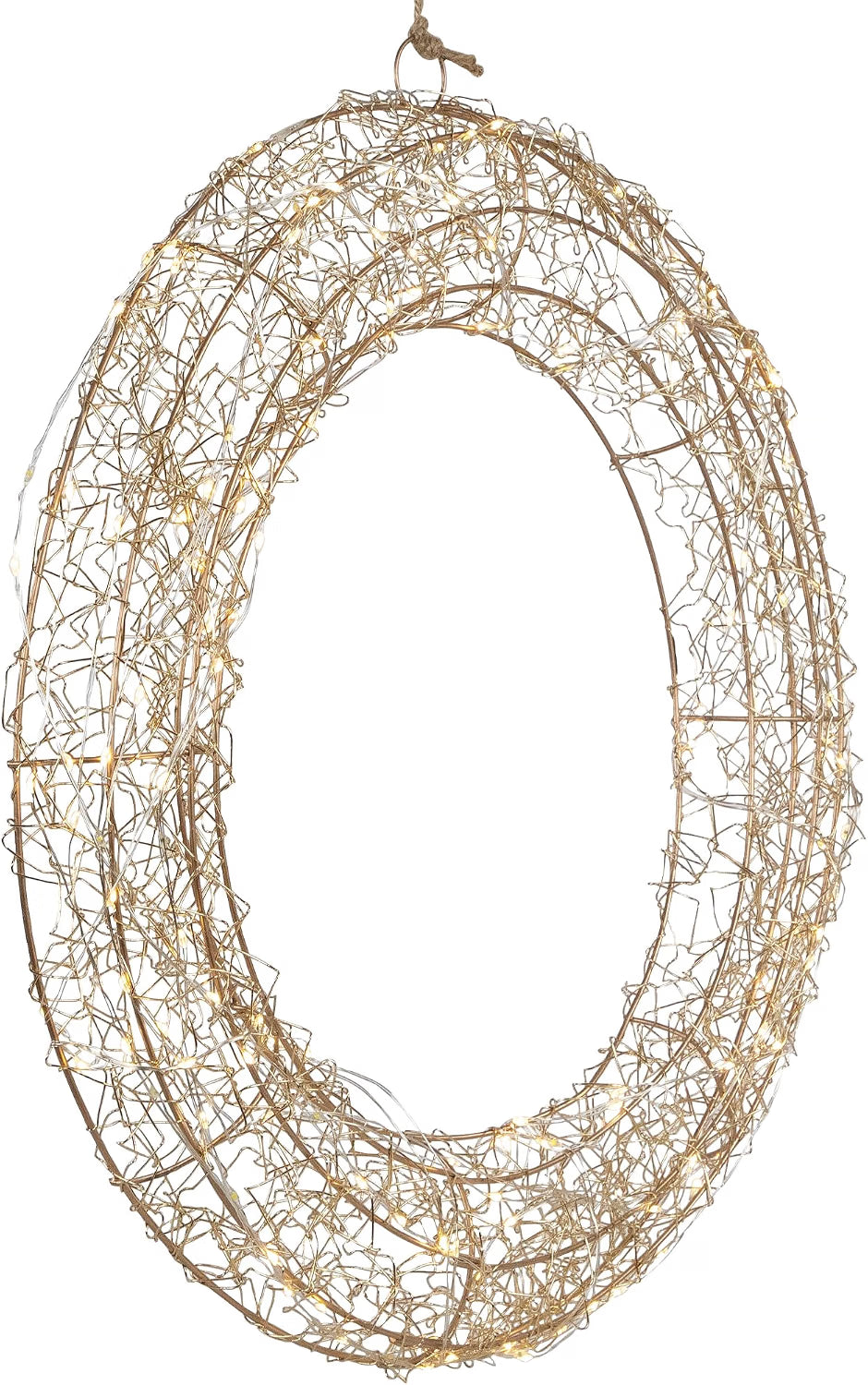 18" LED Lighted Gold Wire Wreath Outdoor Christmas Decoration