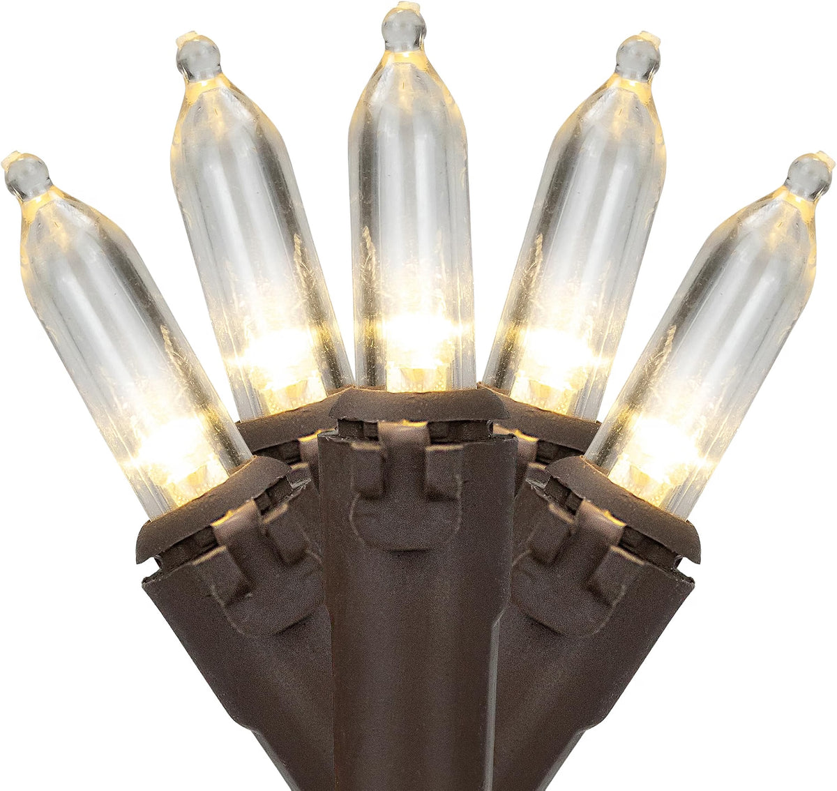 LED Mini Christmas Lights - Warm White - 33' Brown Wire - 100ct