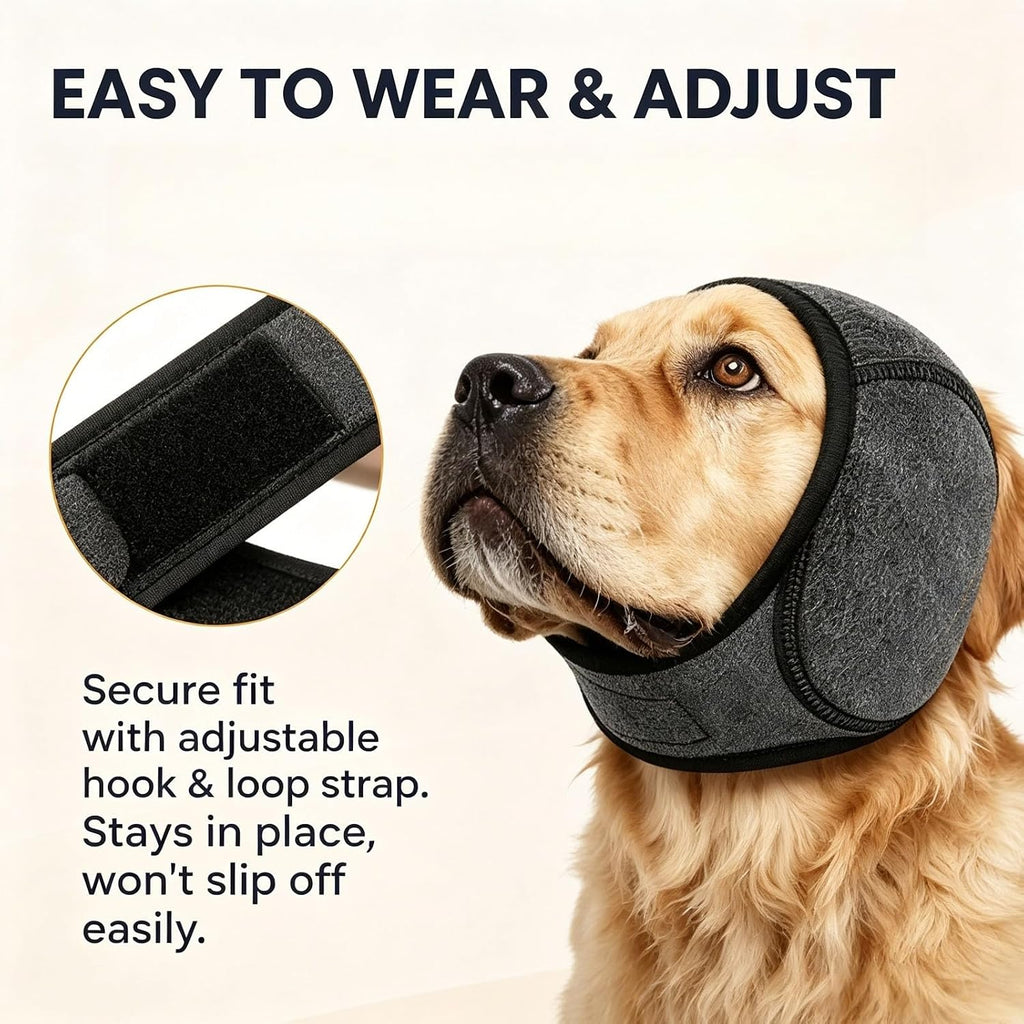 Dog Ear Muffs Noise Protection, Adjustable Ear Protection for Dogs for Fireworks Thunder Grooming Bathing (Gray,L)