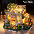 Flower House Building Blocks, Botanical Greenhouse Set with LED Light, 832 Pieces