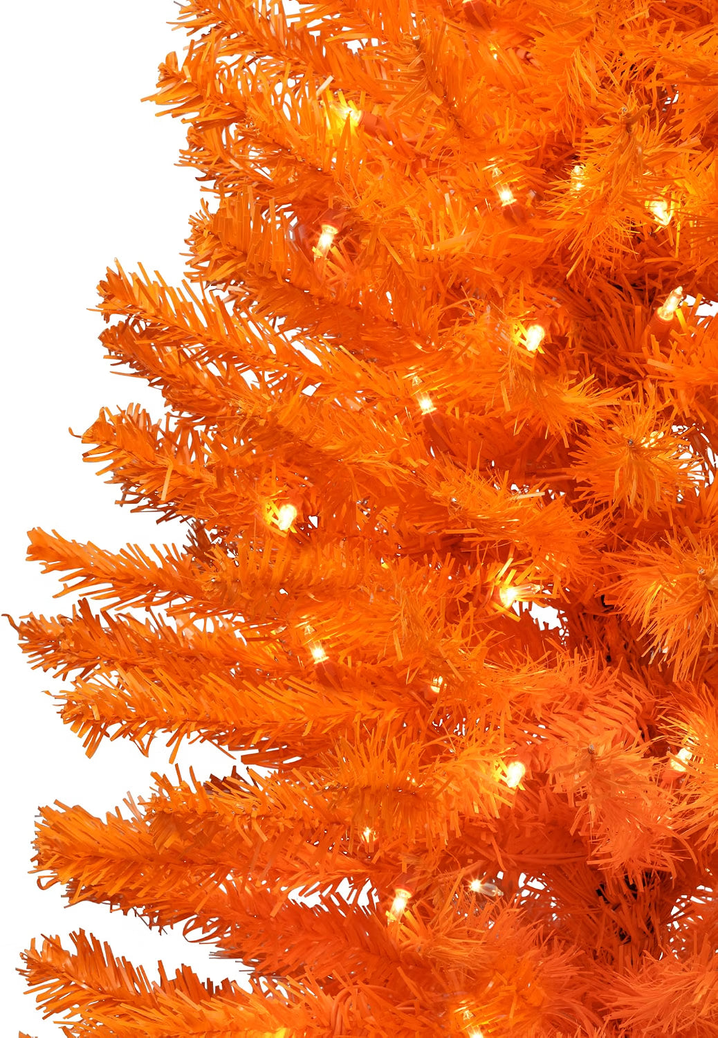 Pre-Lit Medium Artificial Pine Christmas Tree - 4' - Orange - Clear Lights