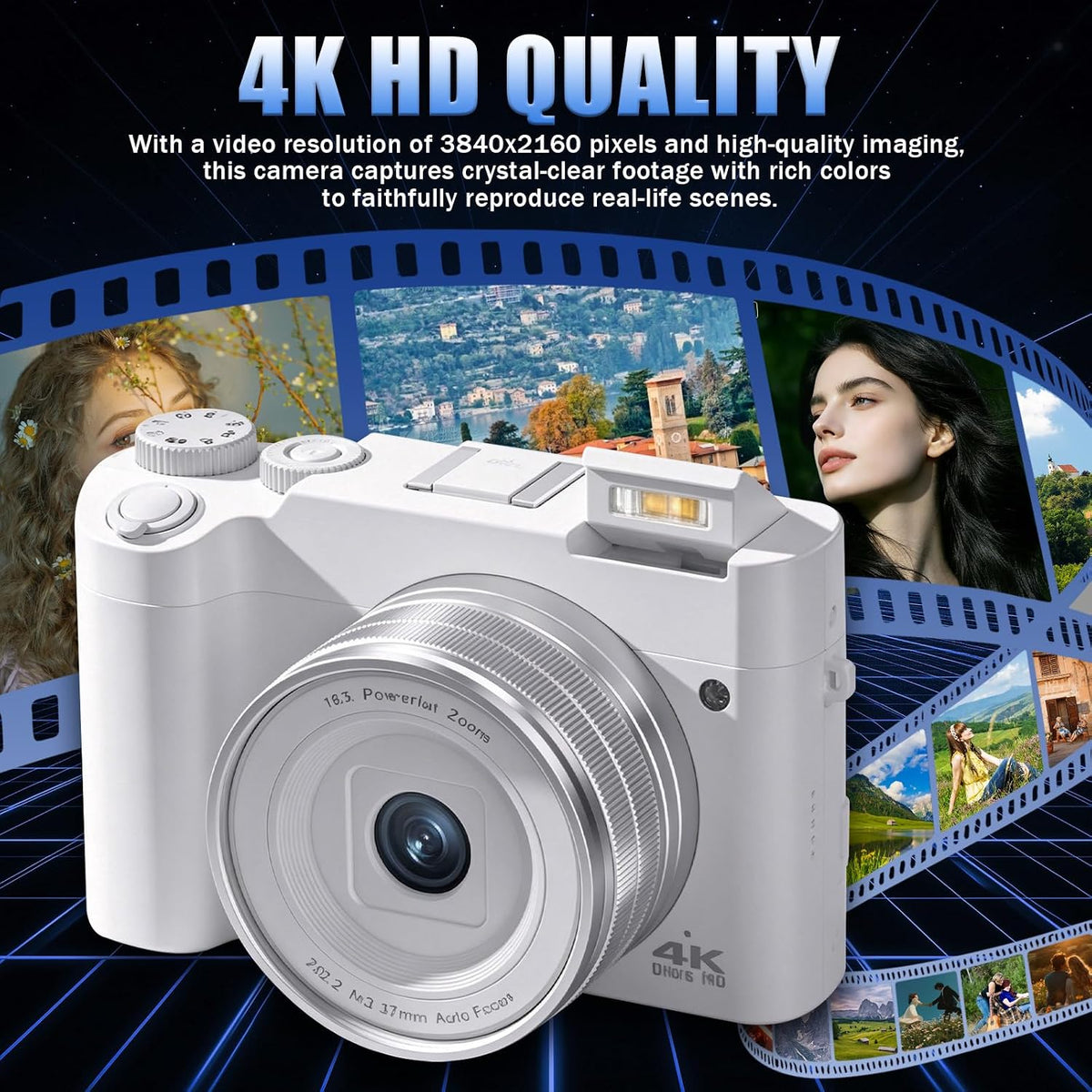 4K Digital Camera, Autofocus Point-and-Shoot Camera