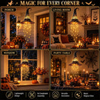 Lighted Witch Hat Hanging Decor with Star Lights for Halloween