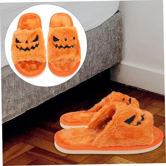 Pumpkin Plush Slippers Costume Cute Slippers Home Slippers Halloween Pumpkin Slipper Animatronic Spooky