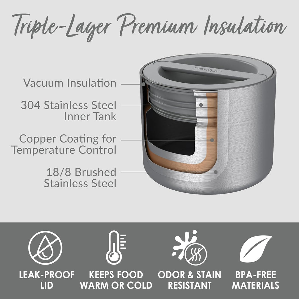 Stainless Steel Food Canister (Steel) and Deluxe Lunch Bag Set (Gray)