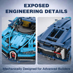 Blue Race Car Building Blocks, 1:14 Supercar Model Kit, 1,144 Pieces