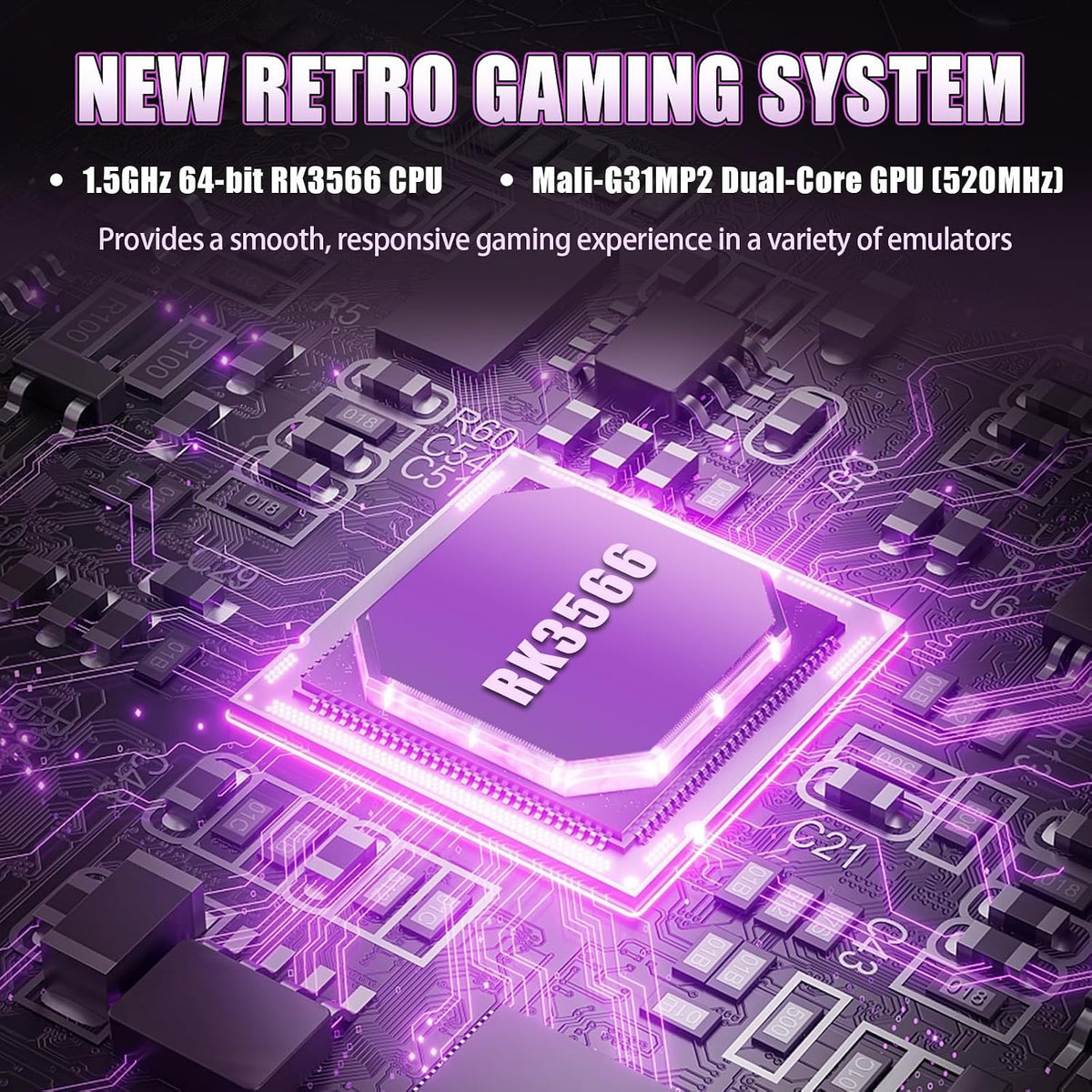 R39S Handheld Game Console, 4-Inch Portable Gaming Console with 20,000+ Classic Games,(Purple)