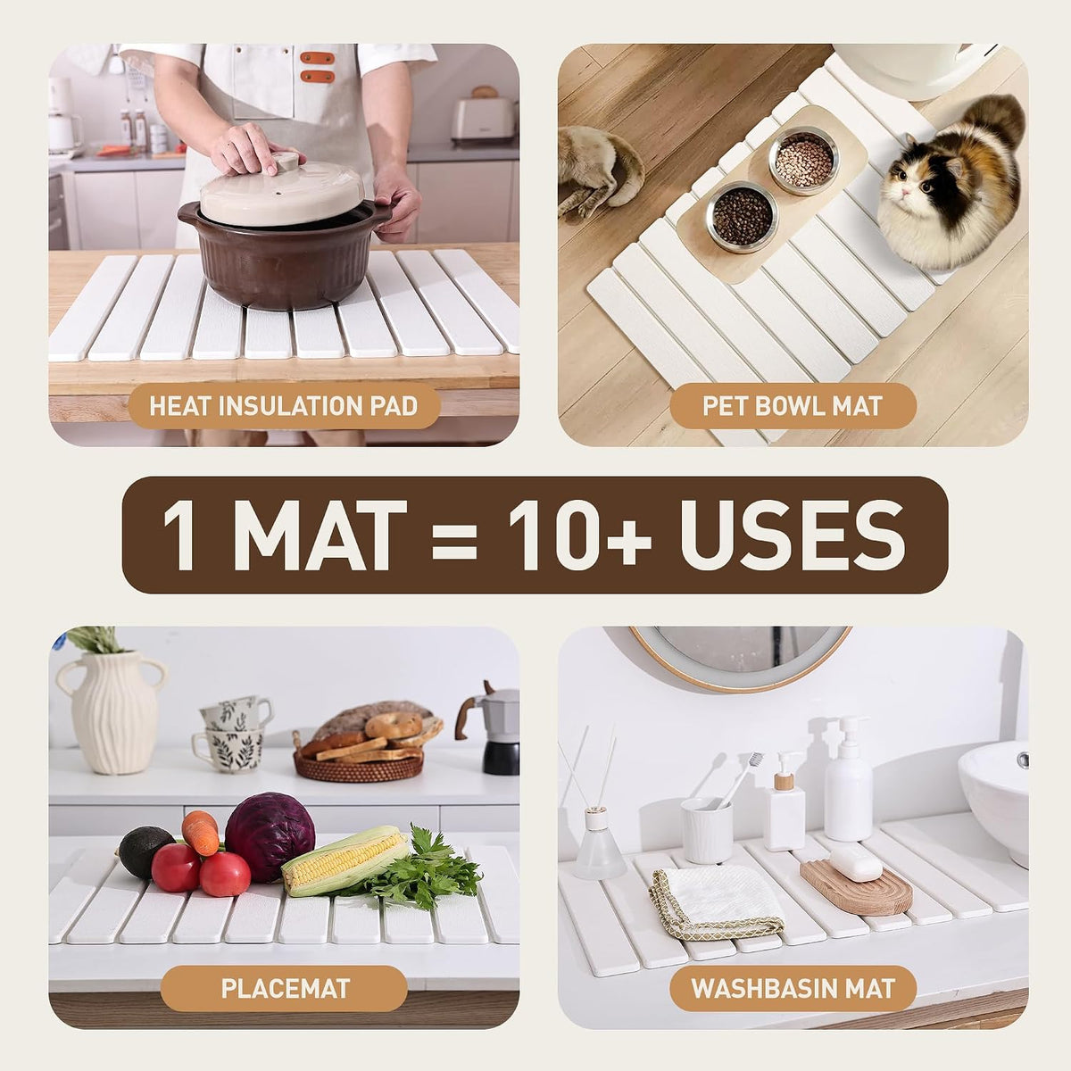 Diatomaceous Earth Large Stone Drying Mat for Kitchen Counter 24x16 Inch