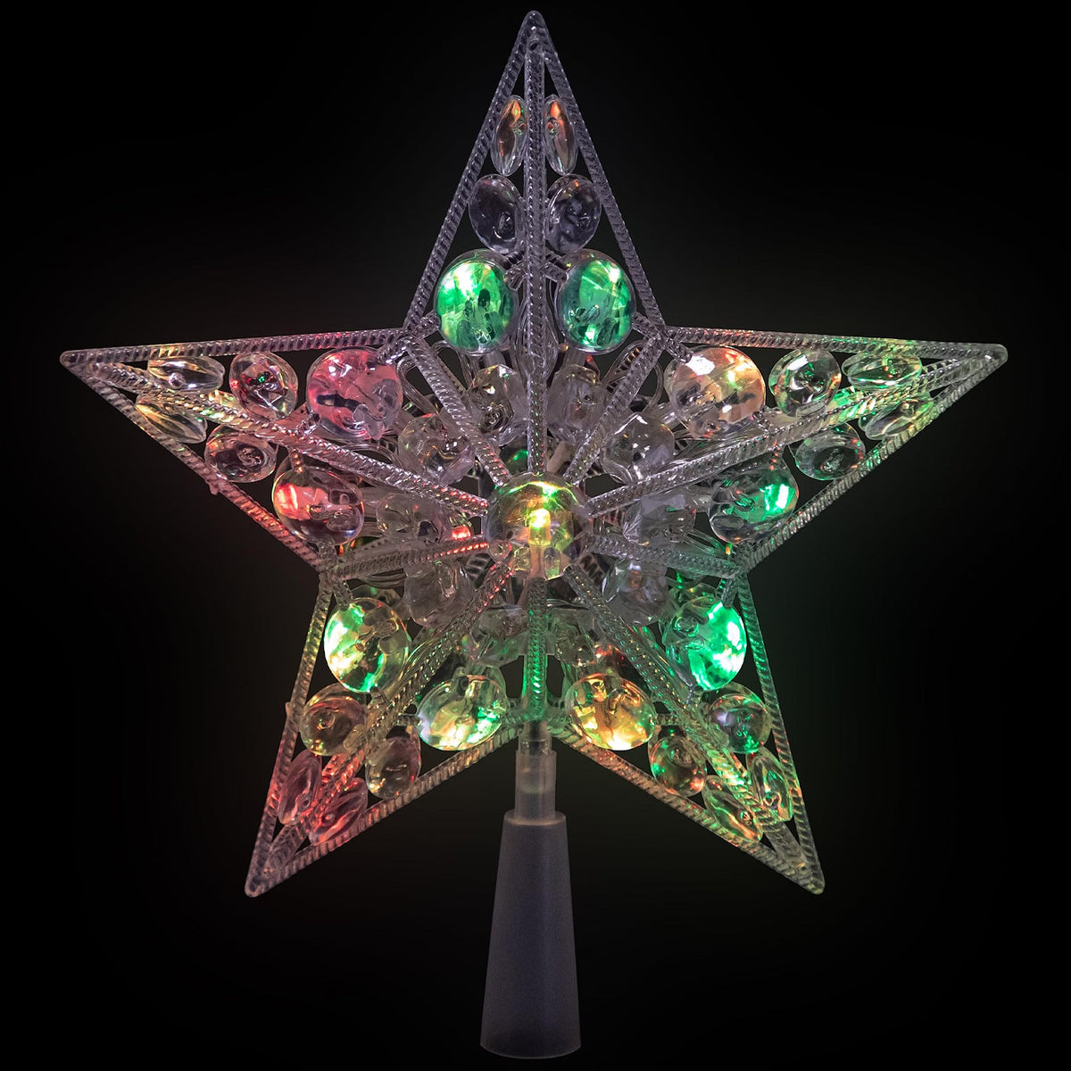 LED Lighted Color Changing Jeweled Star Christmas Tree Topper - 9.5"