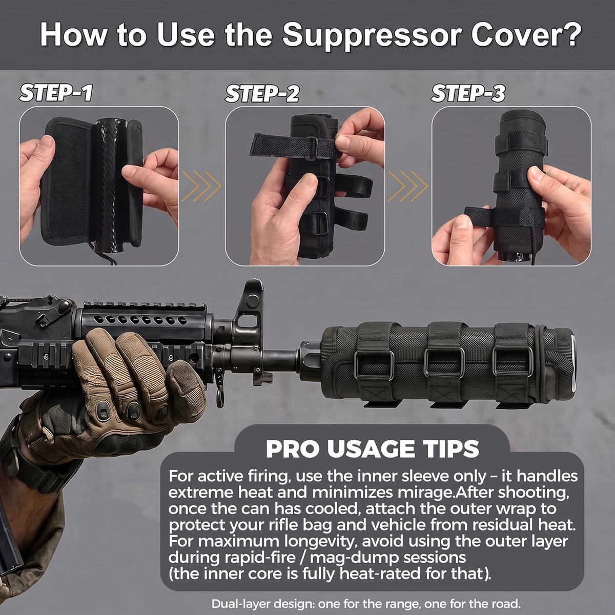 7 Inch Suppressor Cover, 1000℉ Heat Resistant Silencer Sleeve