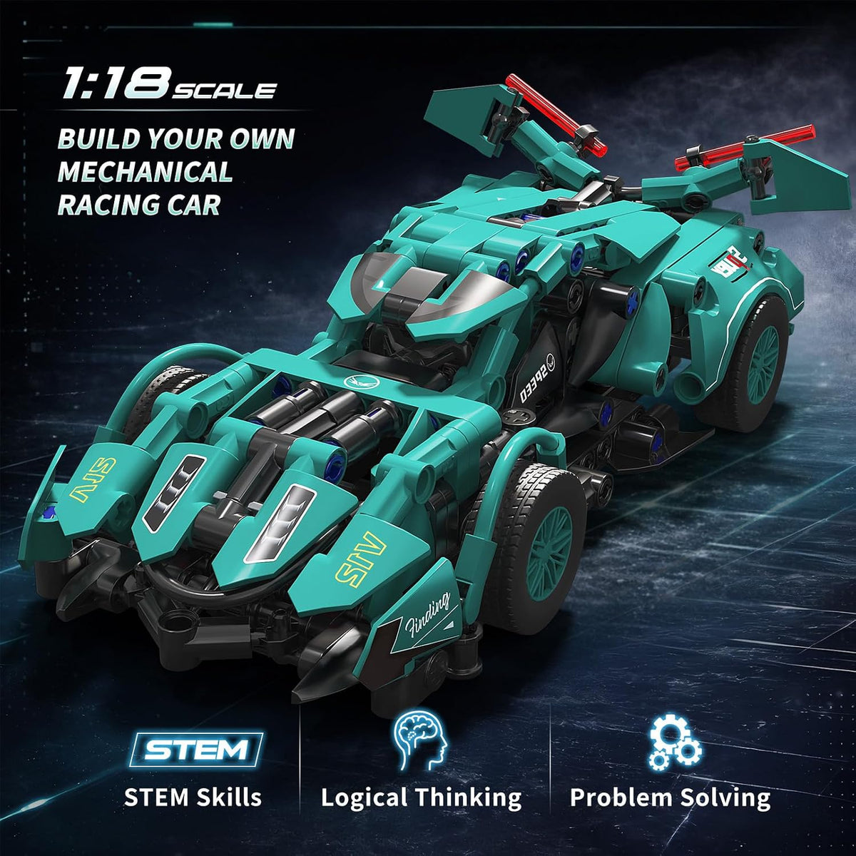 1:18 Futuristic Sports Car Building Blocks, 313-Piece Model Kit