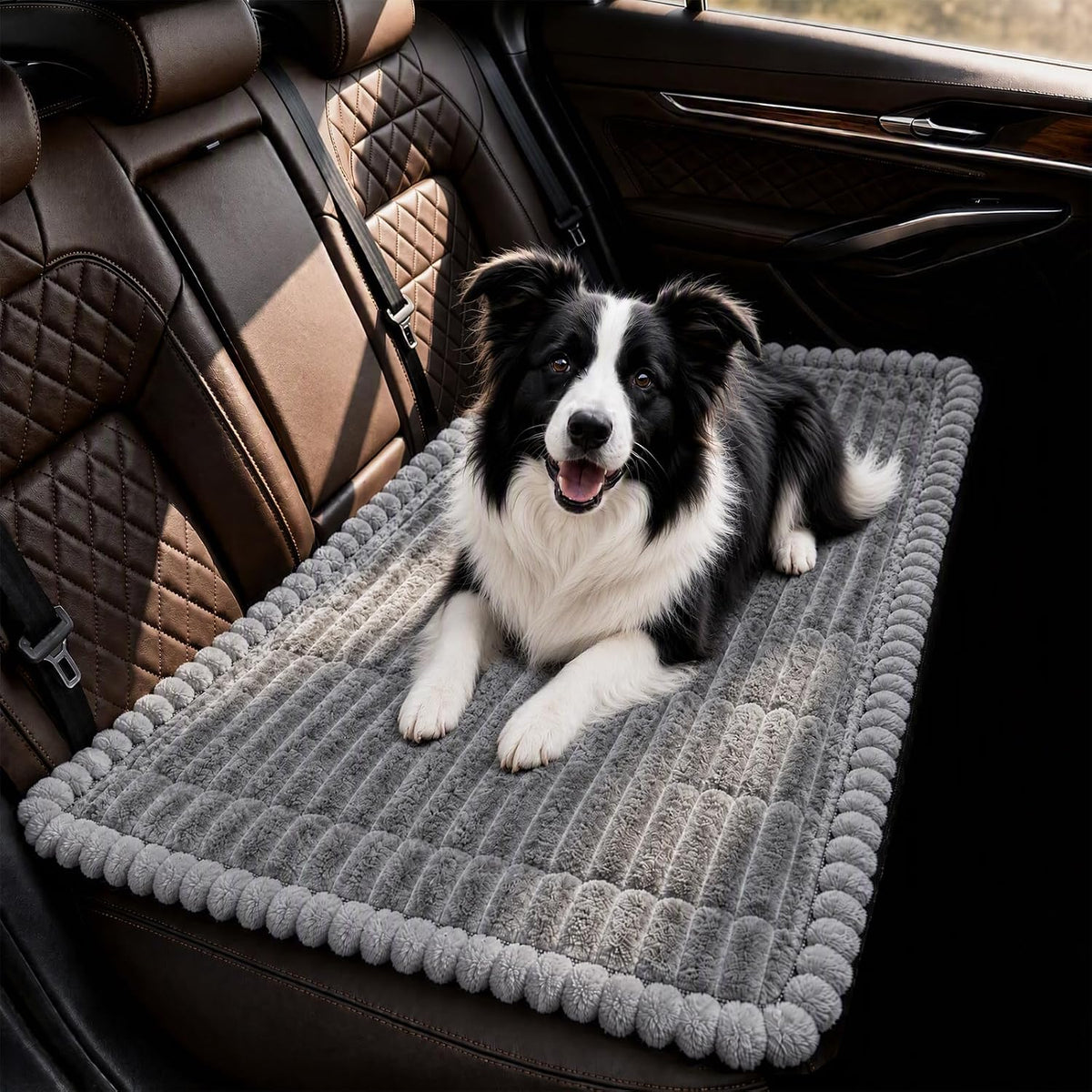 Dog Car Seat Cushion, Extra-Thick Non-Slip Backseat Mat, Gray