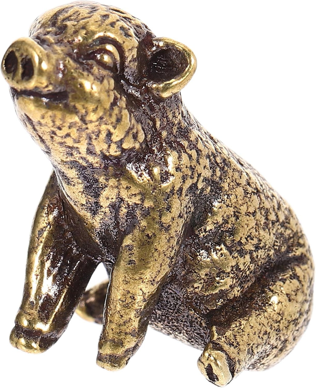 Retro Mini Desktop Pig Ornament Brass Golden 1.06X0.90X0.71in Smooth Brass Finish, Mini Pig Ornament, Living Room Study Office Decor