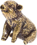 Retro Mini Desktop Pig Ornament Brass Golden 1.06X0.90X0.71in Smooth Brass Finish, Mini Pig Ornament, Living Room Study Office Decor