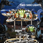 Mechanical Shark Building Set with LED Lights - Movable Crank Gears,687 PCS