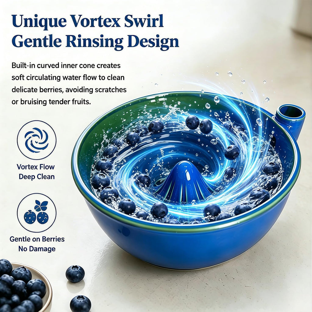 Berry Washing Bowl – Handcrafted Ceramic Berry Washer，B