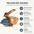 Pelican Candy Dish Statue with Key Holder Bowl, Cute Resin Bird Decor