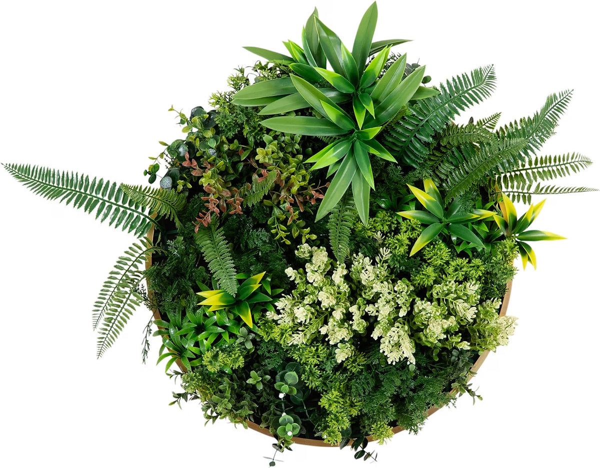 20in Queensland Rainforest Artificial Living Wall Panel - UV Resistant, Gold Aluminum Frame, Indoor/Outdoor Greenery Wall Art for Homes,...